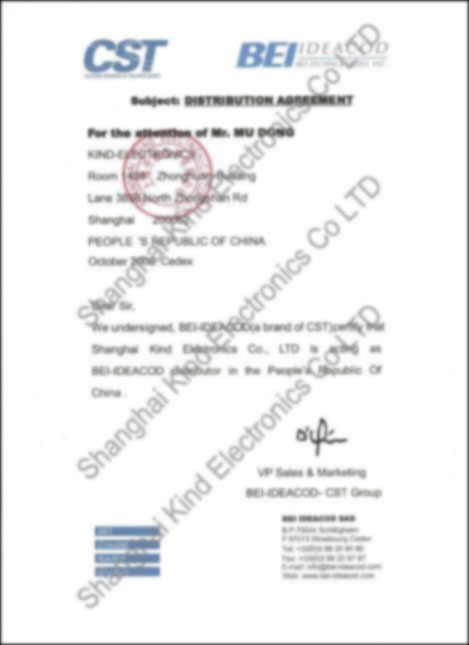 BEI sensors授權代理證